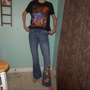 Y2K Designer Jeans with Floral Flares